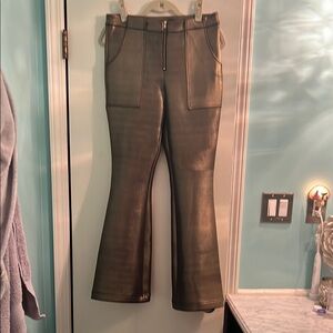 Cynthia  Rowley gold metallic cropped flare pant